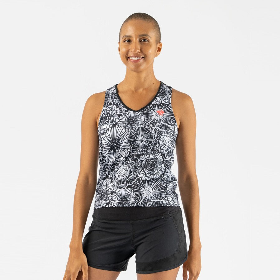 rabbit EZ Vee Tank | Black Floral | Womens