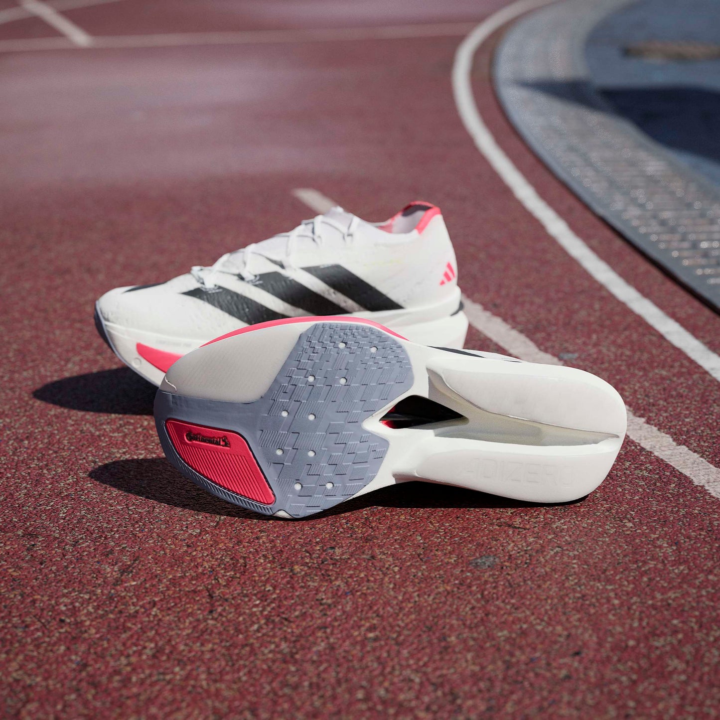 adidas Adizero Prime X3 Strung | Footwear White / Core Black / Lucid Red | Unisex
