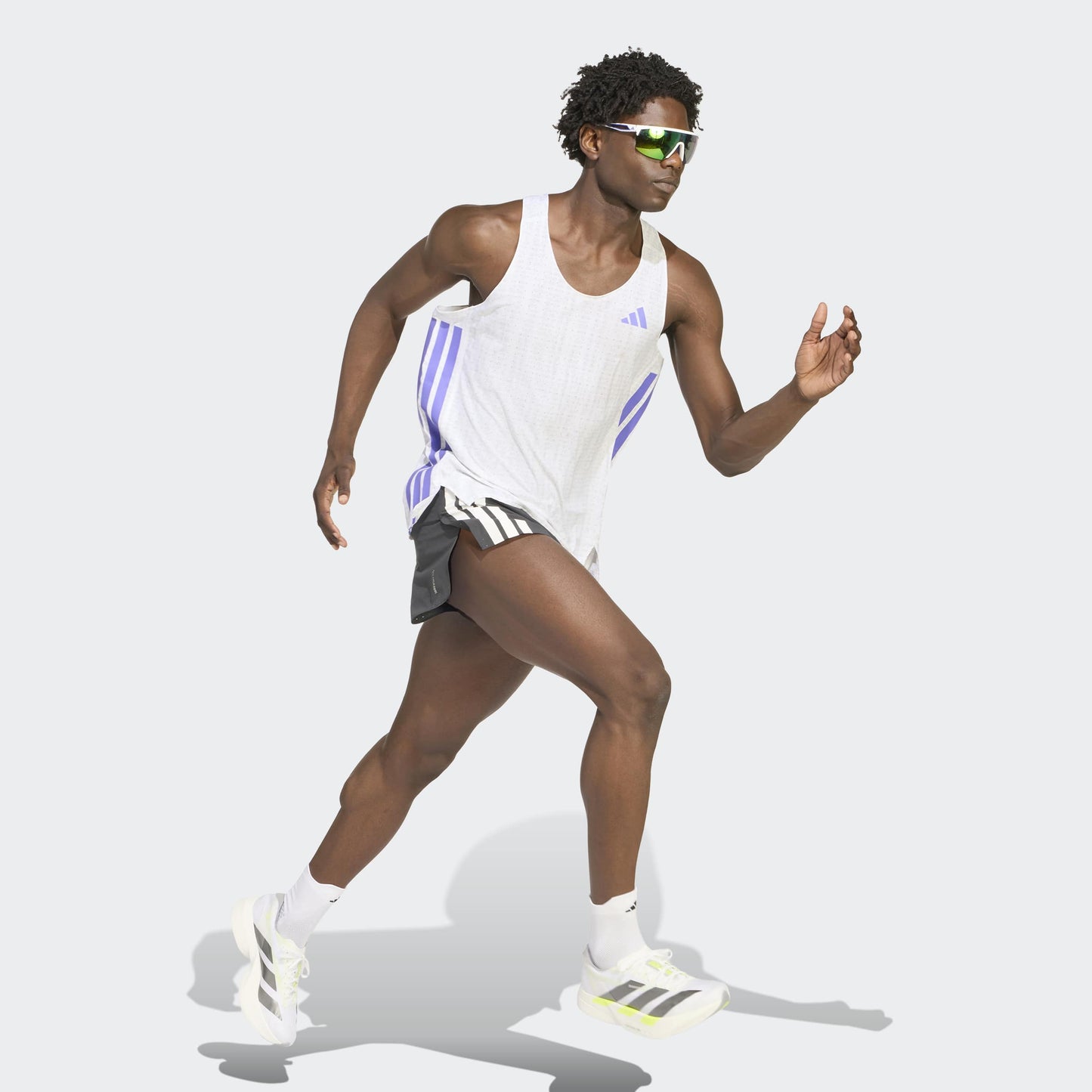 adidas Adizero Running Singlet | White / Solar Purple | Mens