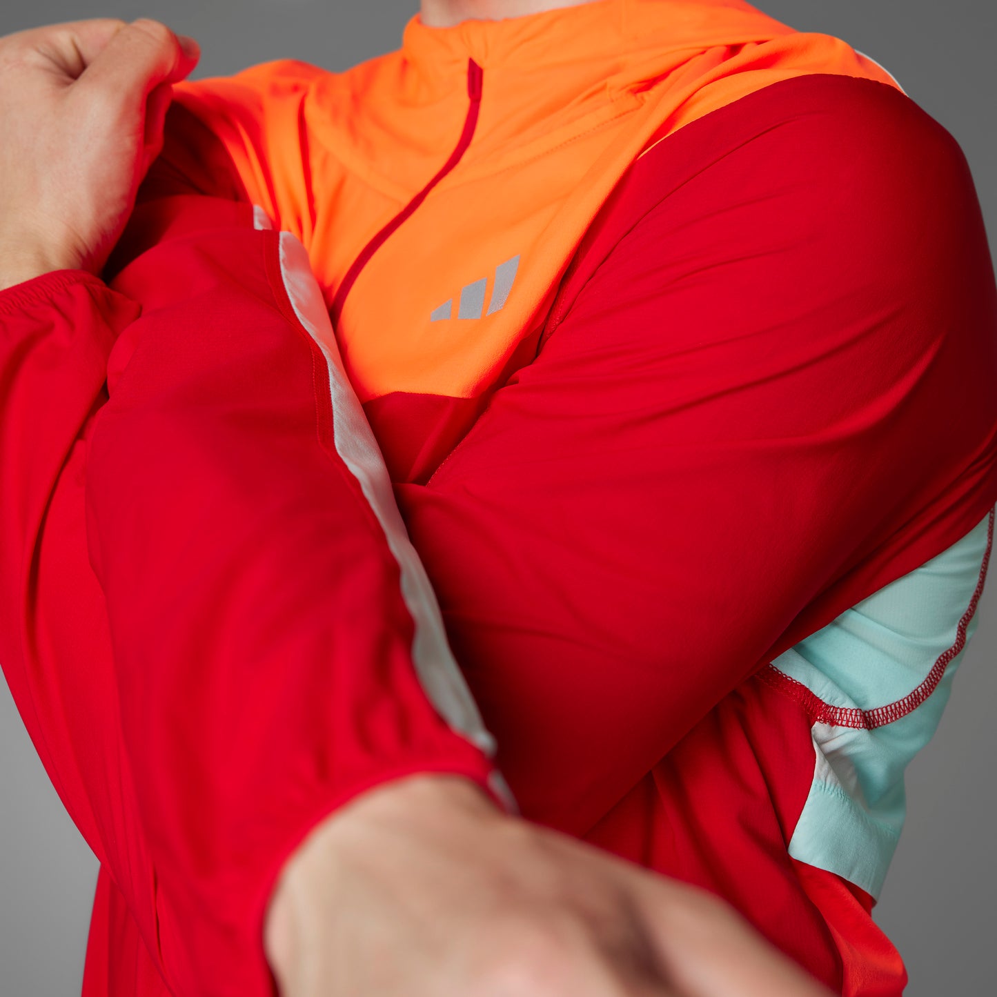 adidas NYC Jacket | Better Scarlet / App Solar Red / Semi Flash Aqua | Mens