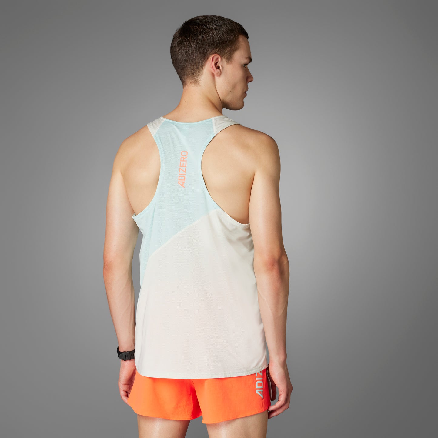 adidas NYC Running Singlet | Off White / Semi Flash Aqua | Mens