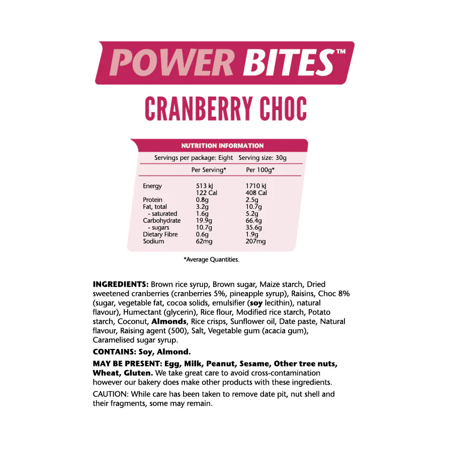 Em's Power Cookies | Power Bites | Cranberry Choc