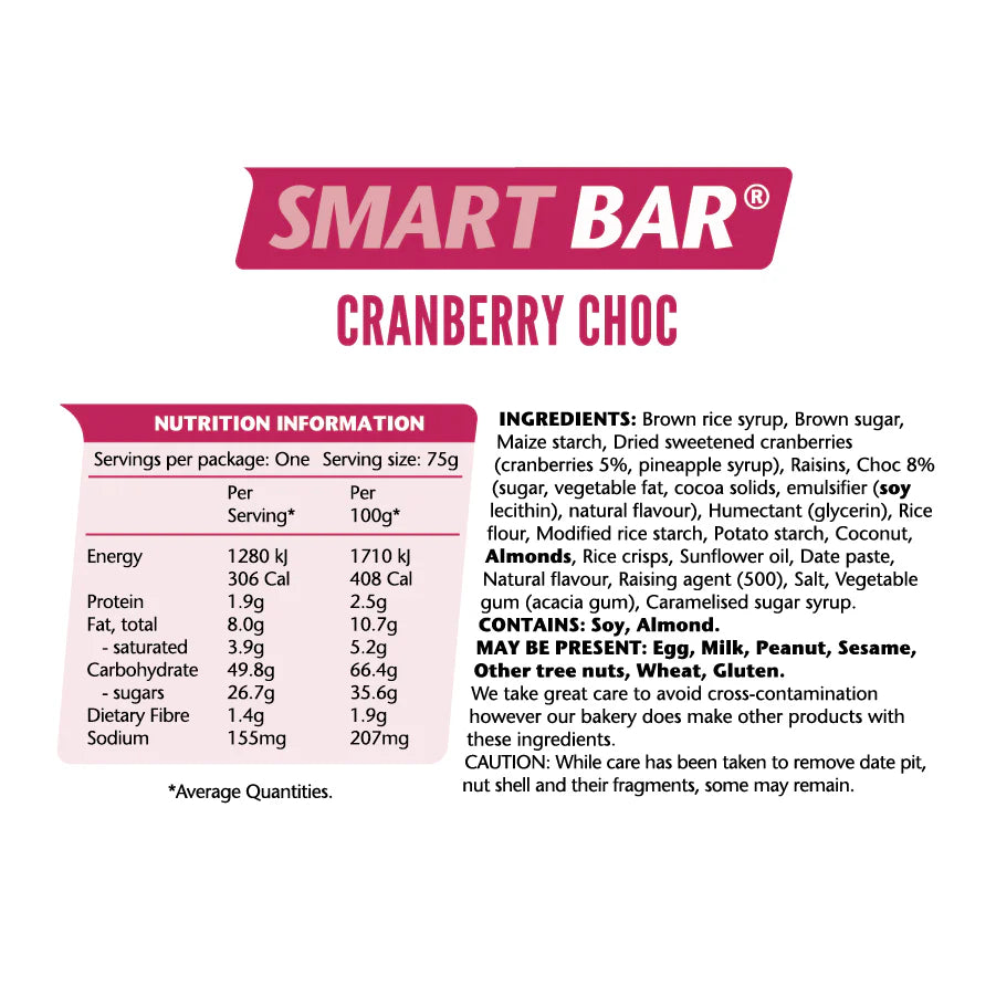 Em's Power Cookies Smart Bar | Cranberry Choc