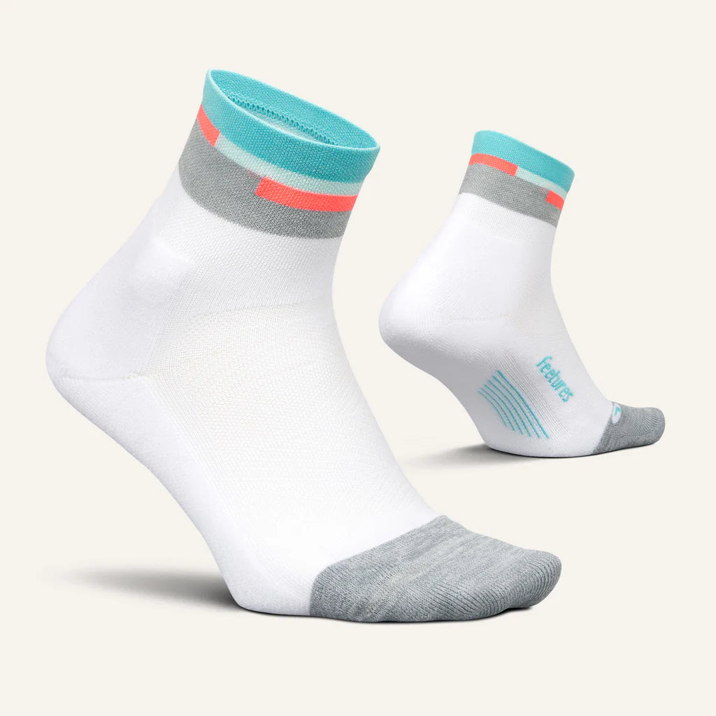Feetures Elite | Light Cushion | Quarter Length | Aquatic White
