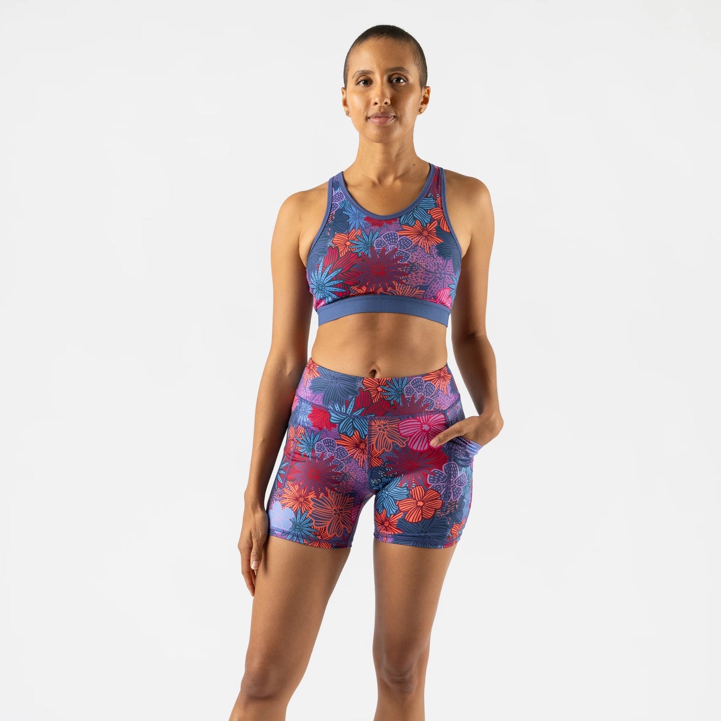 rabbit Speed Leggy 4" Short Tights | Skipper Blue Floral | Womens