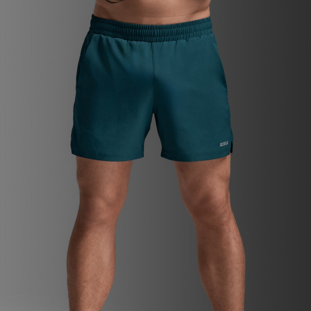 2XU Aero 5 Inch Shorts | Dark Moss / Silver Reflective | Mens