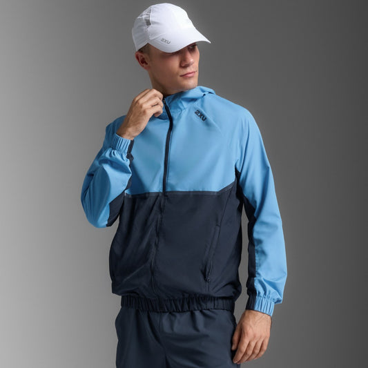 2XU Aero Hex Windbreaker | Azure / Midnight | Mens