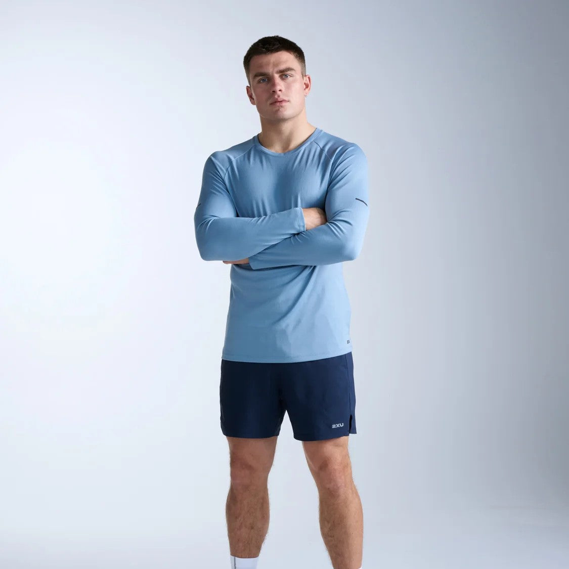 2XU Aero Mesh Long Sleeve Tee | Blue Shade / Black Reflective | Mens