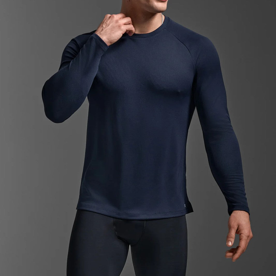 2XU Aero Mesh Long Sleeve Tee | Midnight / Silver Reflective | Mens