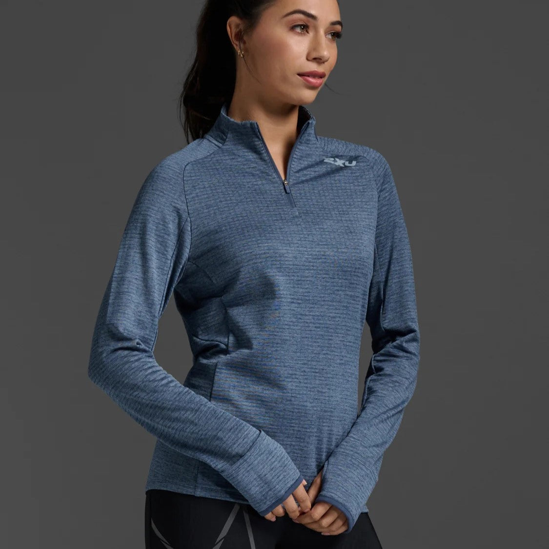 2XU Ignition 1/4 Zip Fleece | Indigo / Halogen Reflective | Womens