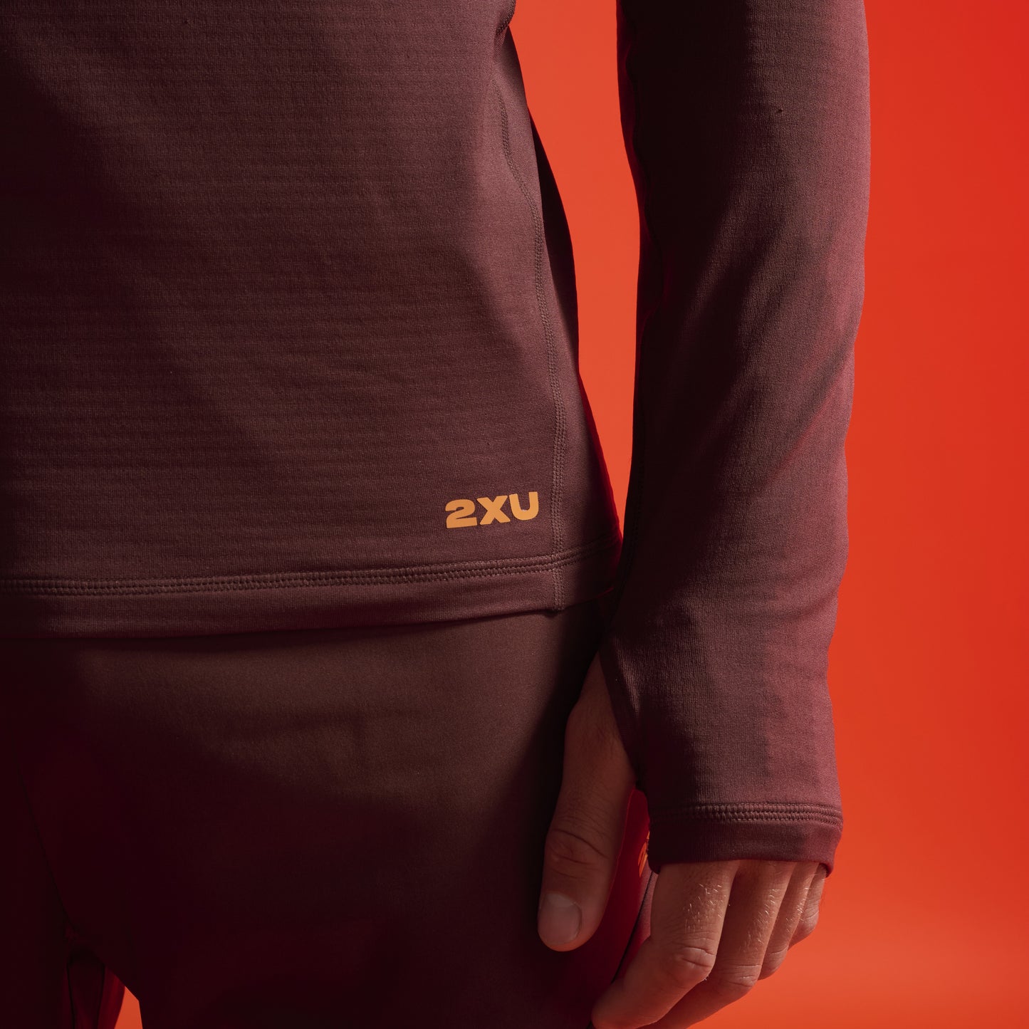 2XU Ignition Grid Base Layer | Earthberry / Tangerine Reflective | Mens