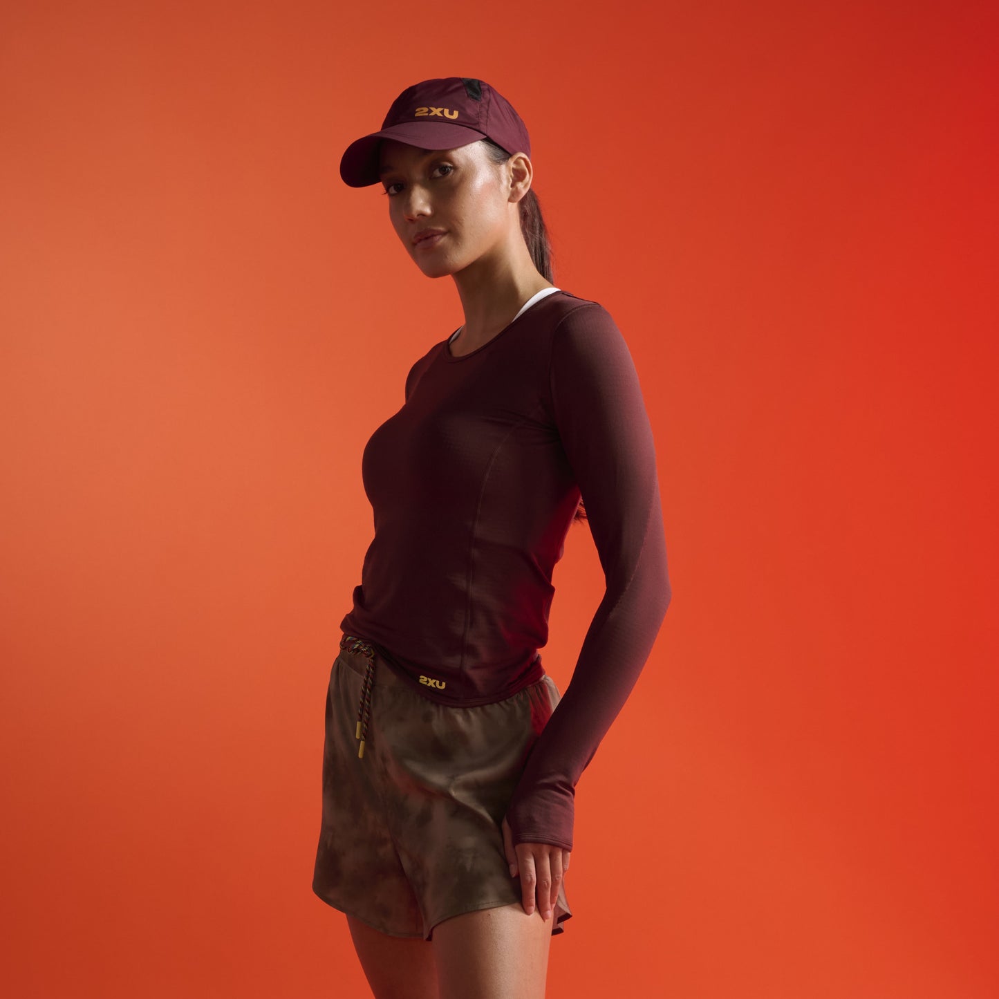 2XU Ignition Grid Base Layer | Earthberry / Wattle Mist Reflective | Womens
