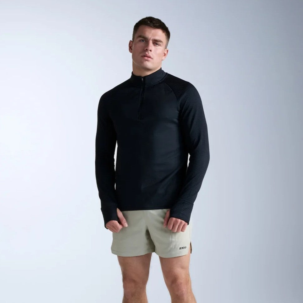 2XU Ignition Haptic 1/4 Zip Fleece | Black / Silver Reflective | Mens