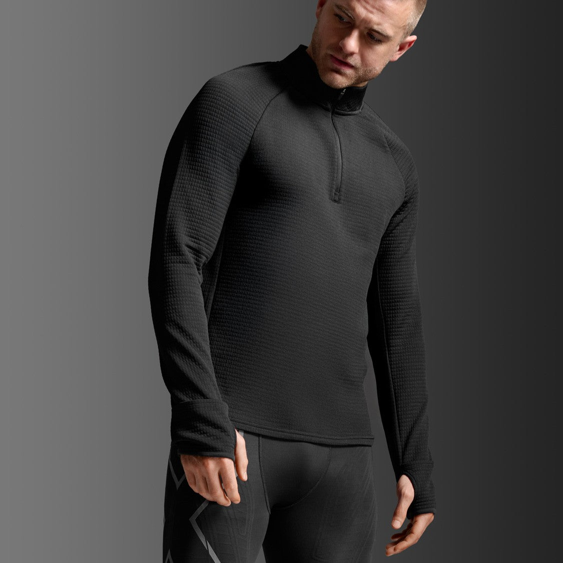 2XU Ignition Hyper-Haptic 1/4 Zip Fleece | Black / Silver Reflective | Mens