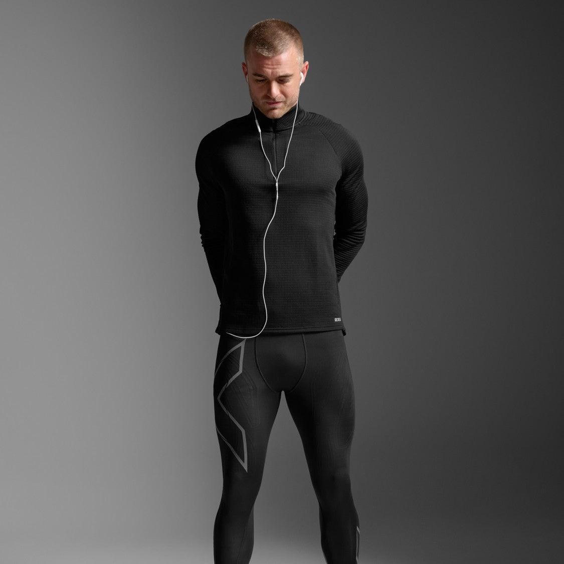 2XU Ignition Hyper-Haptic 1/4 Zip Fleece | Black / Silver Reflective | Mens