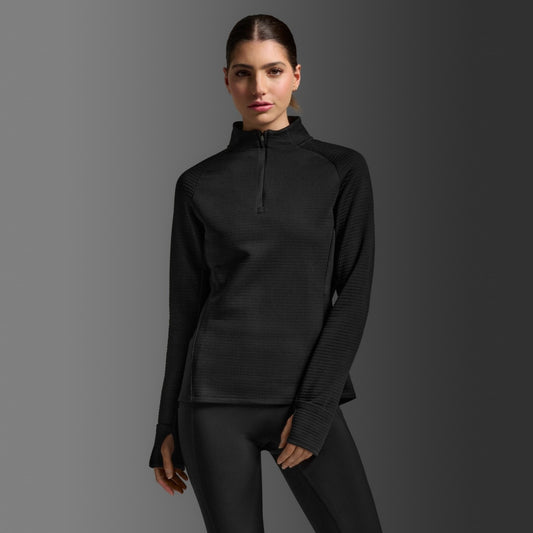2XU Ignition Hyper-Haptic 1/4 Zip Fleece | Black / Silver Reflective | Womens