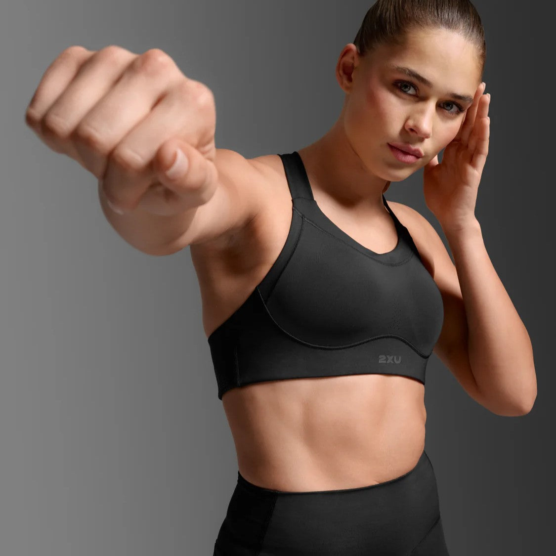 2XU Light Speed High Impact Bra | Black / Silver Reflective | Womens