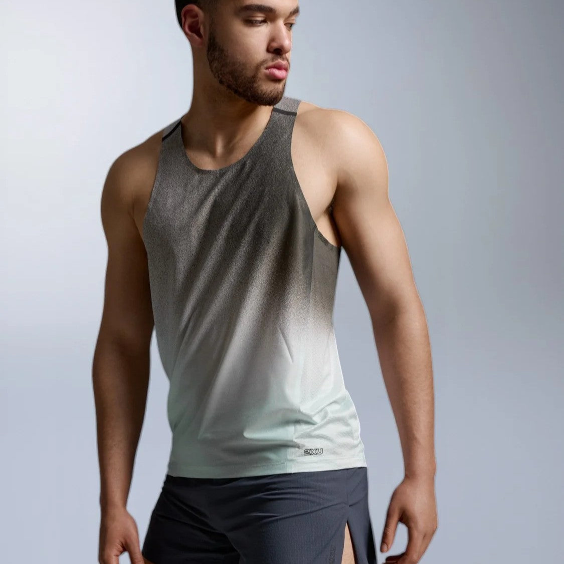 2XU Light Speed React Singlet | Lagoon Blast / Black Reflective | Mens
