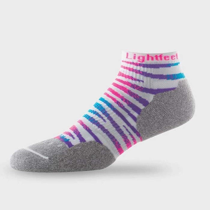 Lightfeet Evolution Predator Sock | Midweight | Mini Crew | White Fluro Pink