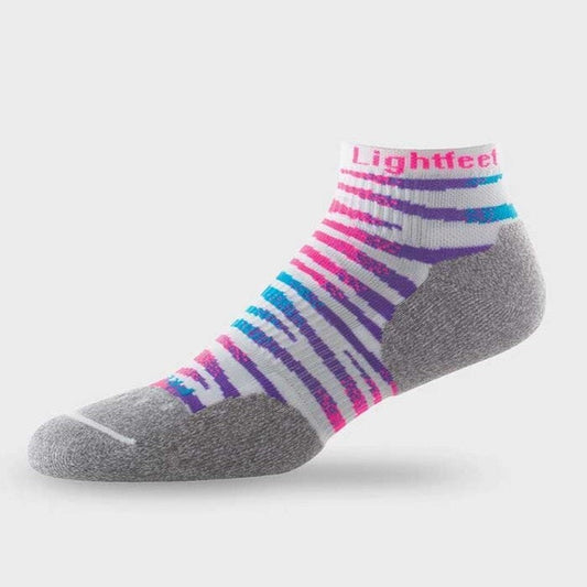 Lightfeet Evolution Predator Sock | Midweight | Mini Crew | White Fluro Pink