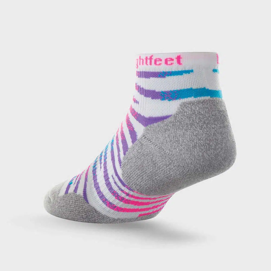 Lightfeet Evolution Predator Sock | Midweight | Mini Crew | White Fluro Pink