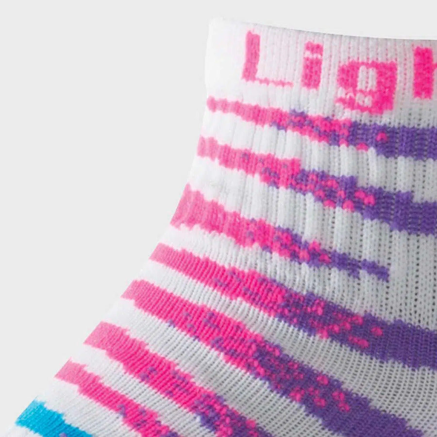 Lightfeet Evolution Predator Sock | Midweight | Mini Crew | White Fluro Pink