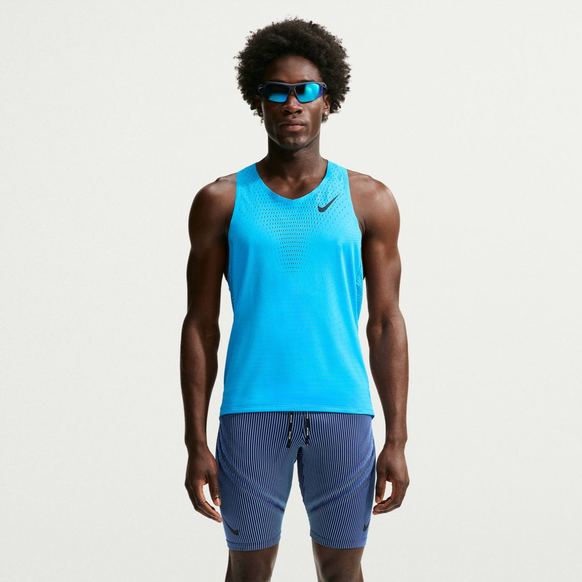 Nike AeroSwift Singlet | Light Current Blue / Black | Mens