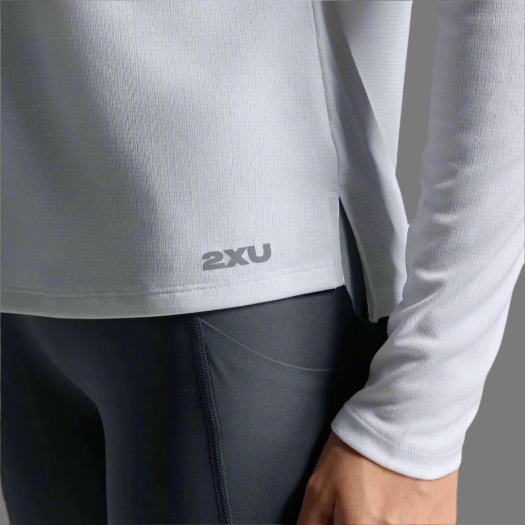 2XU Aero Mesh Long Sleeve Tee | White / Silver Reflective | Womens
