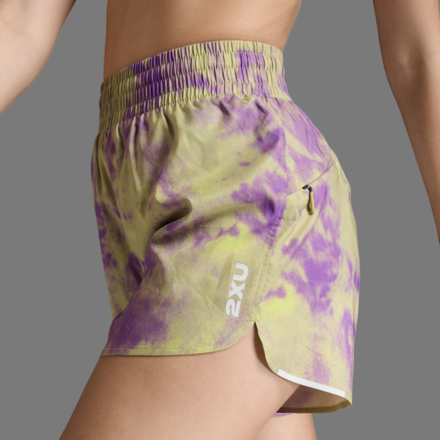 2XU Aero Hi-Rise 4 Inch Shorts | Scatter / White Reflective | Womens