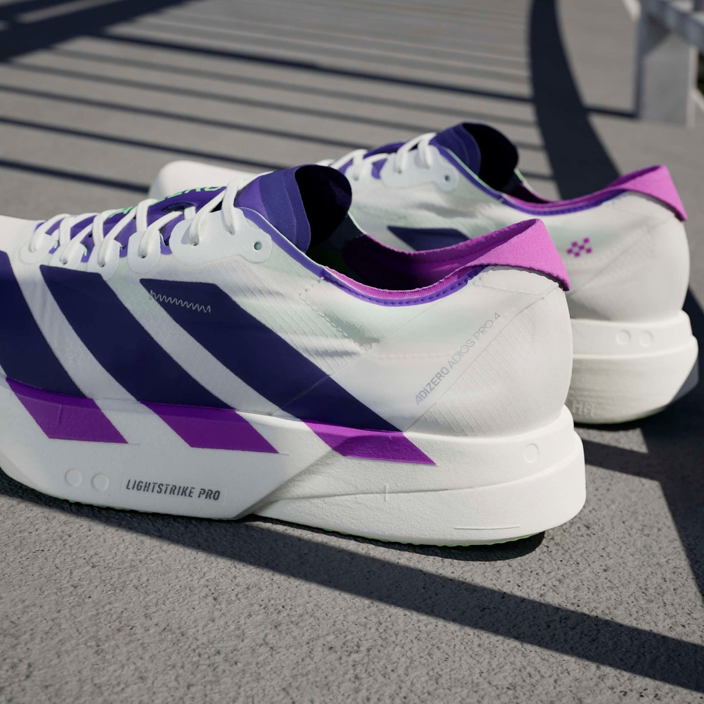 adidas Adizero Adios Pro 4 | Core White / Collegiate Purple / Lime Burst | Mens