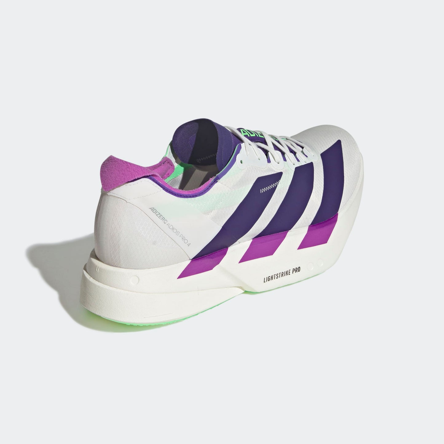 adidas Adizero Adios Pro 4 | Core White / Collegiate Purple / Lime Burst | Mens