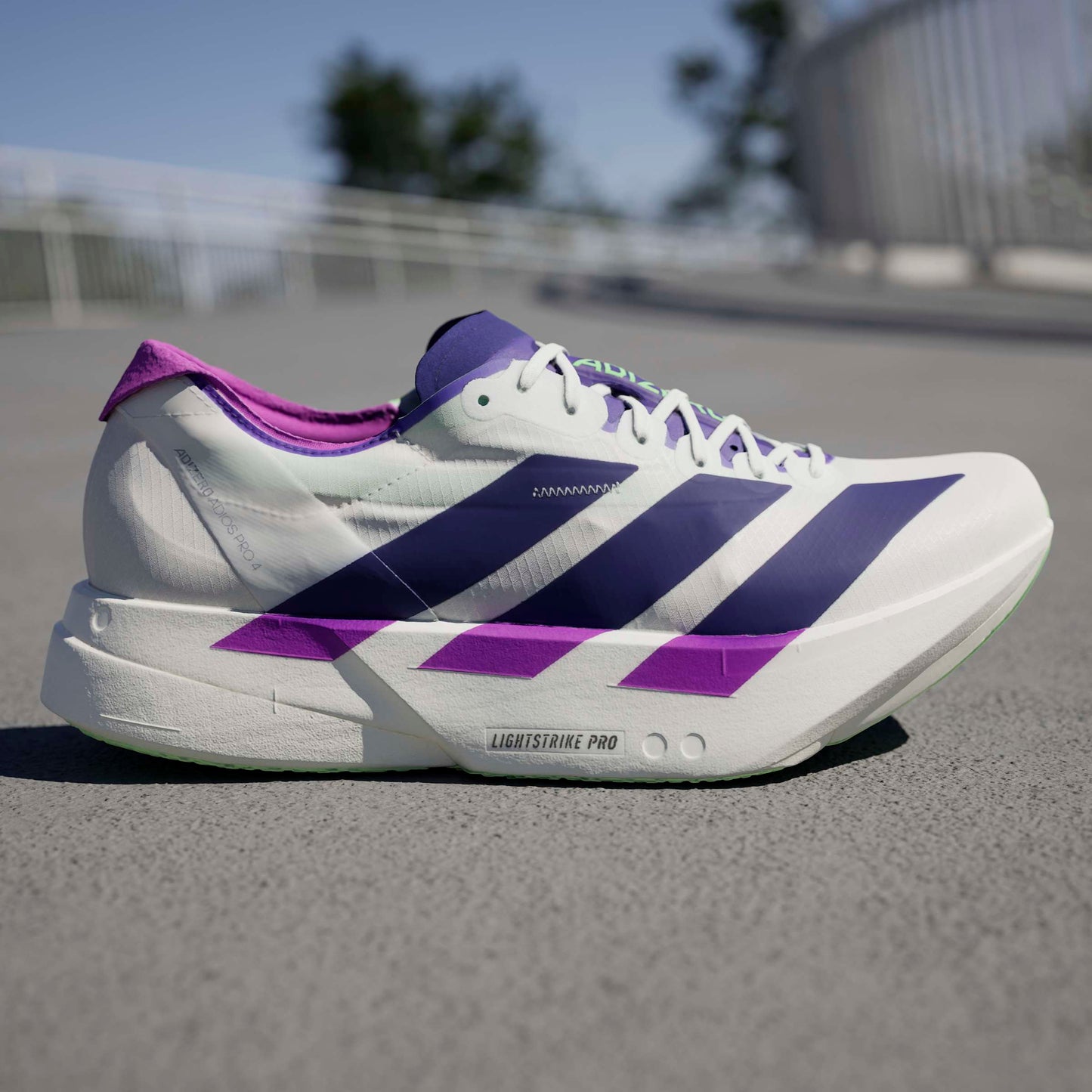 adidas Adizero Adios Pro 4 | Core White / Collegiate Purple / Lime Burst | Mens