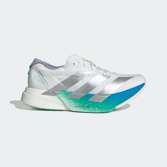 adidas Adizero Adios Pro 4 | Crystal White / Matte Silver / Glory Green | Womens