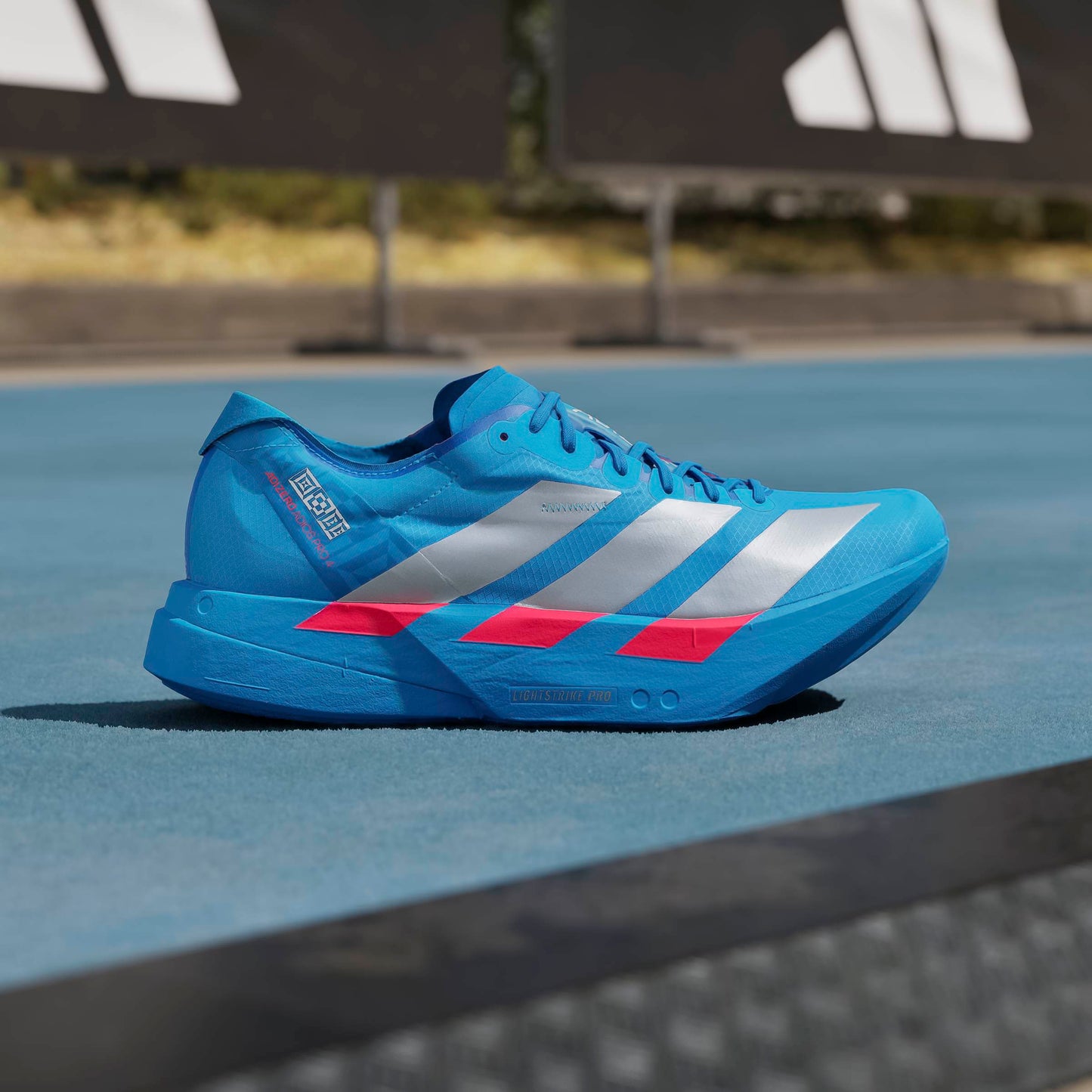 adidas Adizero Adios Pro 4 | Solar Blue / Silver Metallic / Lucid Red | Mens