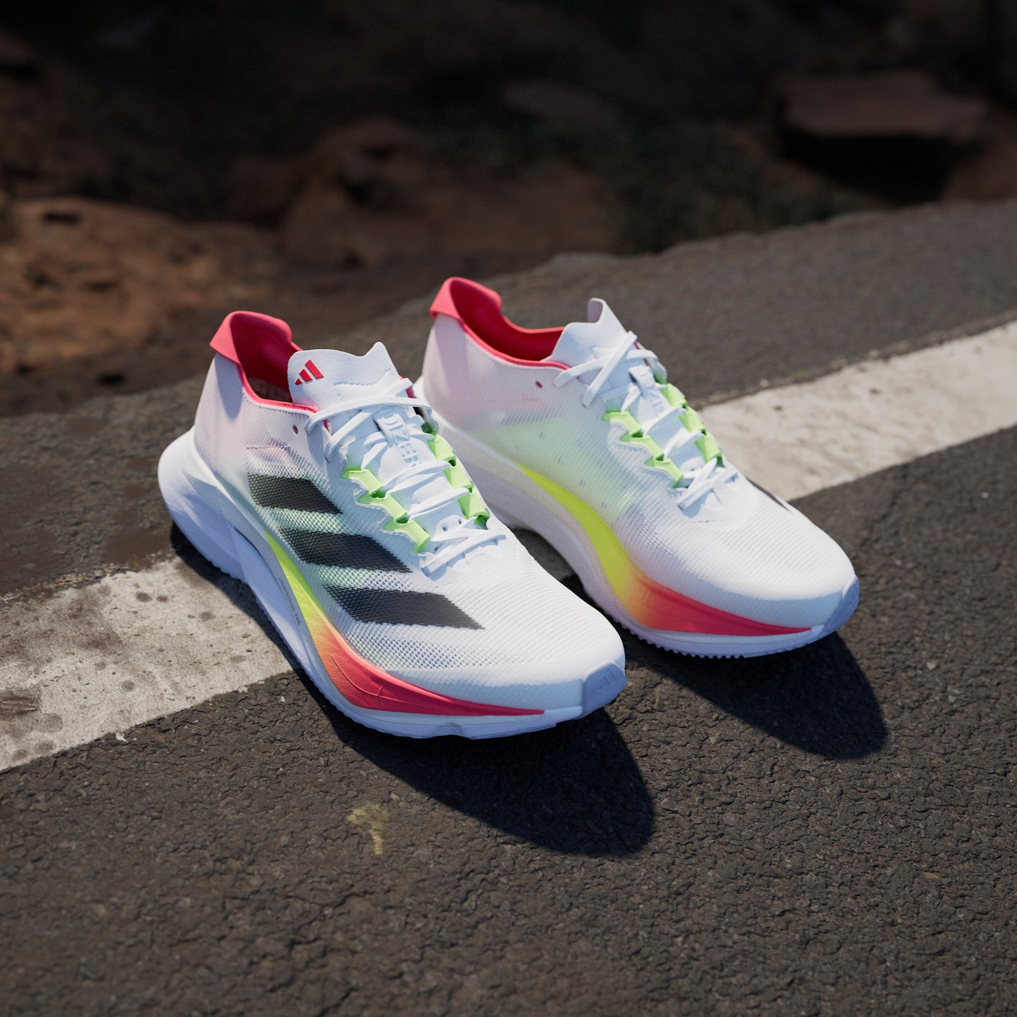 adidas Adizero Boston 12 | Footwear White / Core Black / Lucid Red | Womens