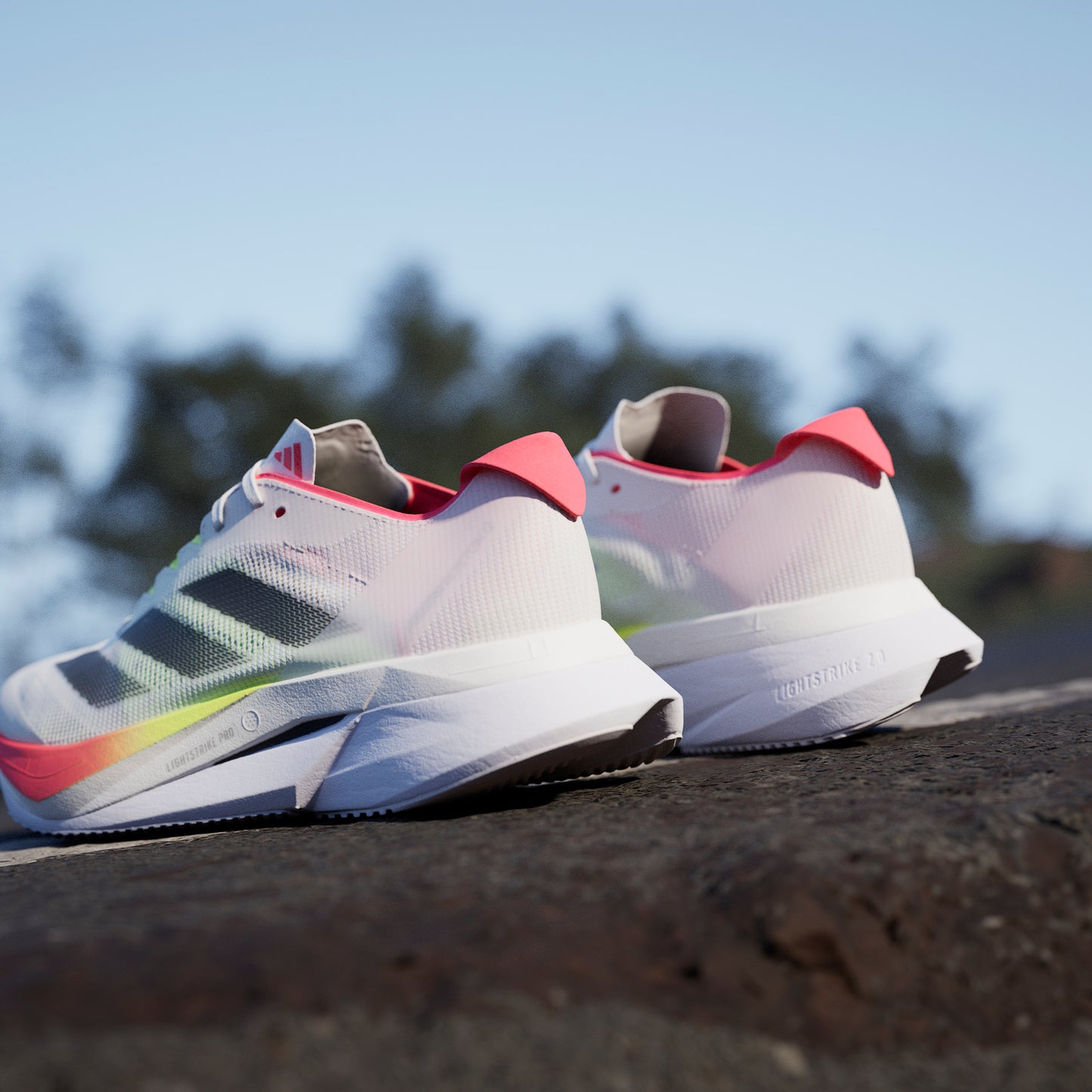 adidas Adizero Boston 12 | Footwear White / Core Black / Lucid Red | Womens
