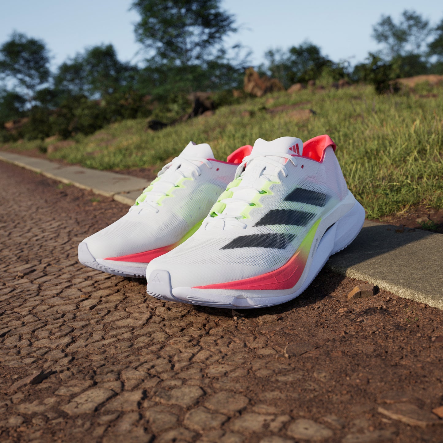adidas Adizero Boston 12 | Footwear White / Core Black / Lucid Red | Womens