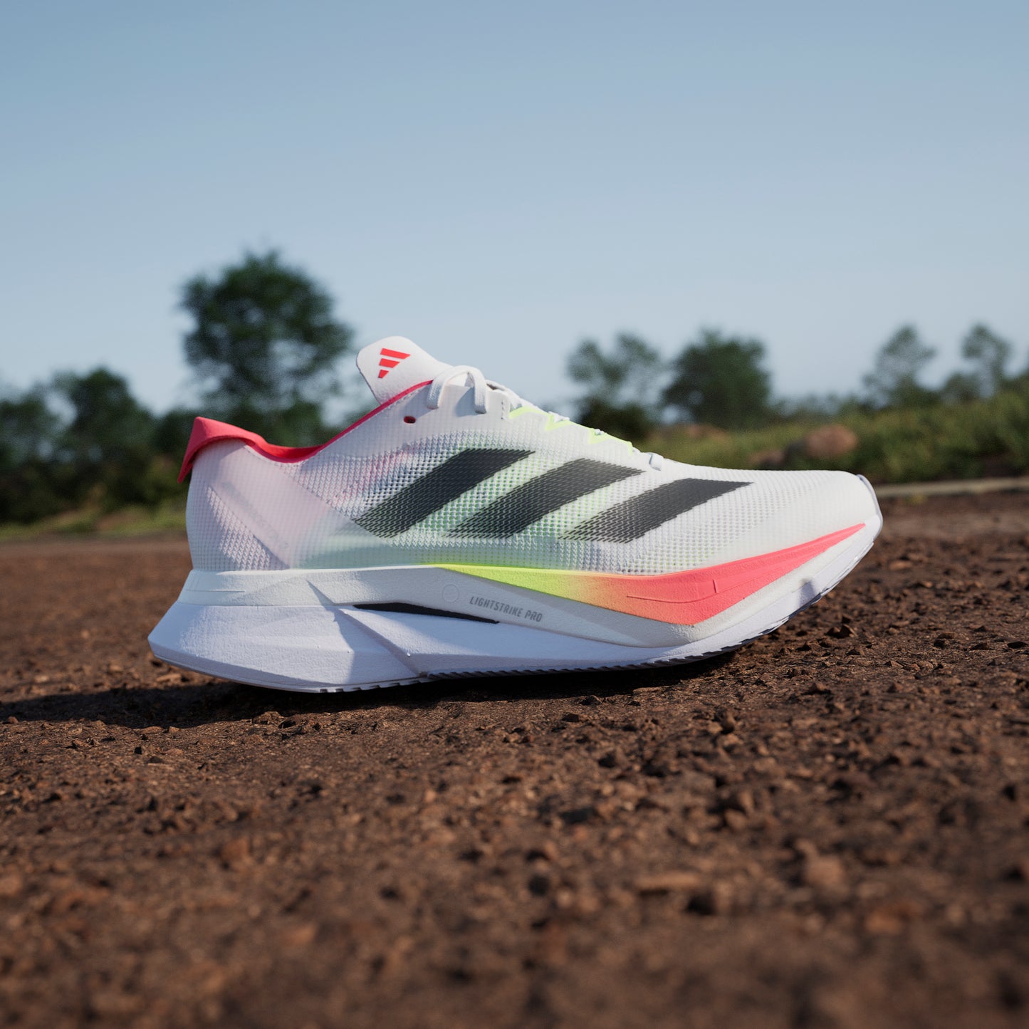 adidas Adizero Boston 12 | Footwear White / Core Black / Lucid Red | Womens