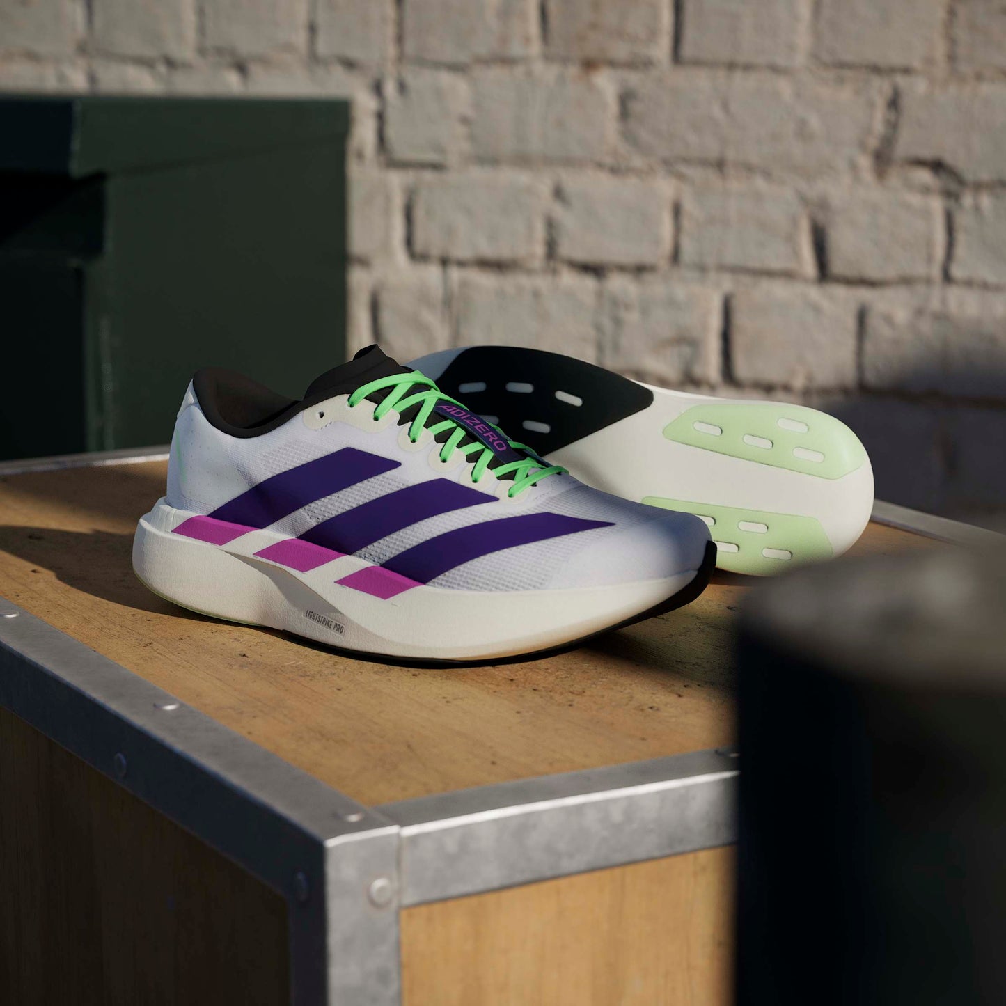 adidas Adizero Evo SL | Cloud White / Collegiate Purple / Lime Burst | Mens