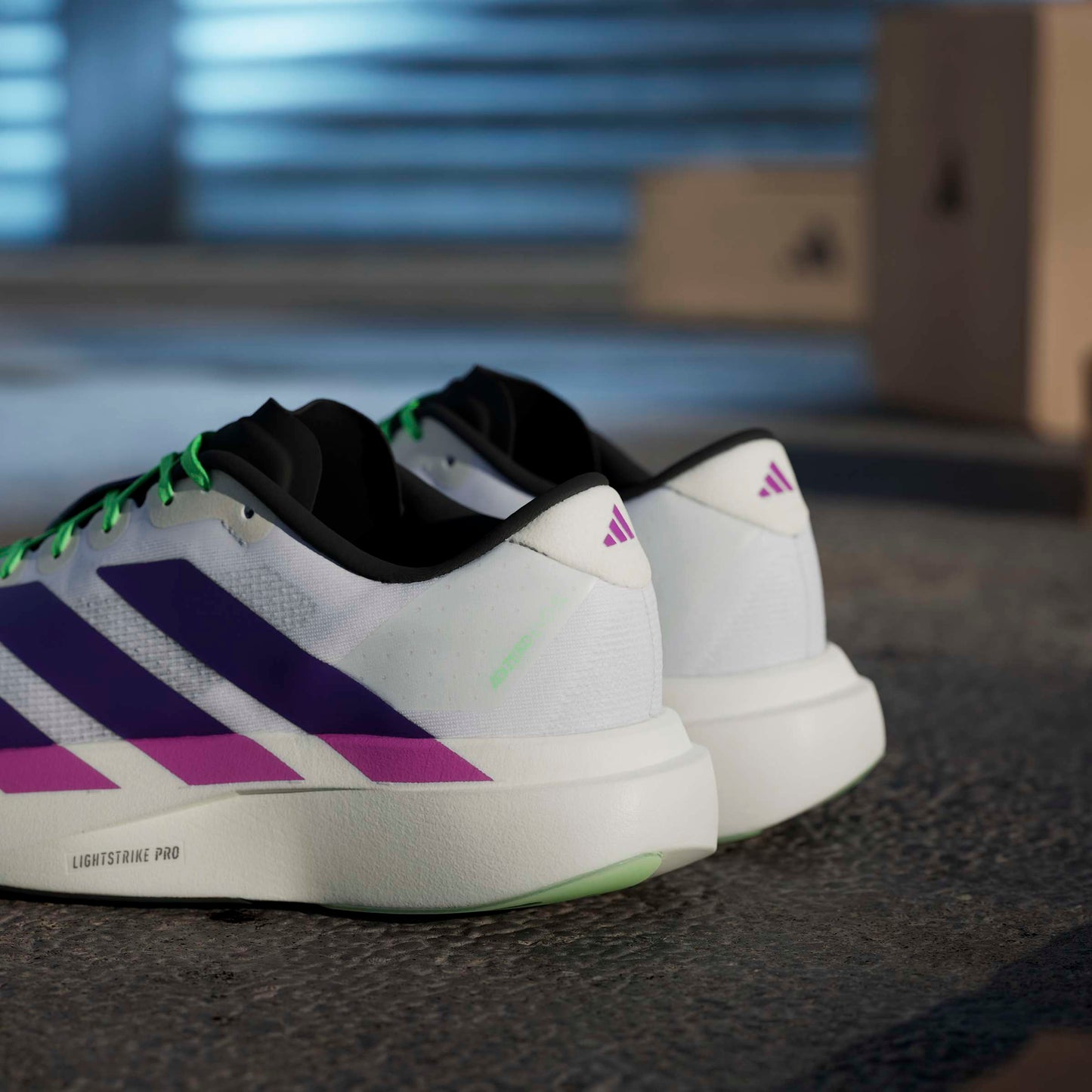 adidas Adizero Evo SL | Cloud White / Collegiate Purple / Lime Burst | Mens