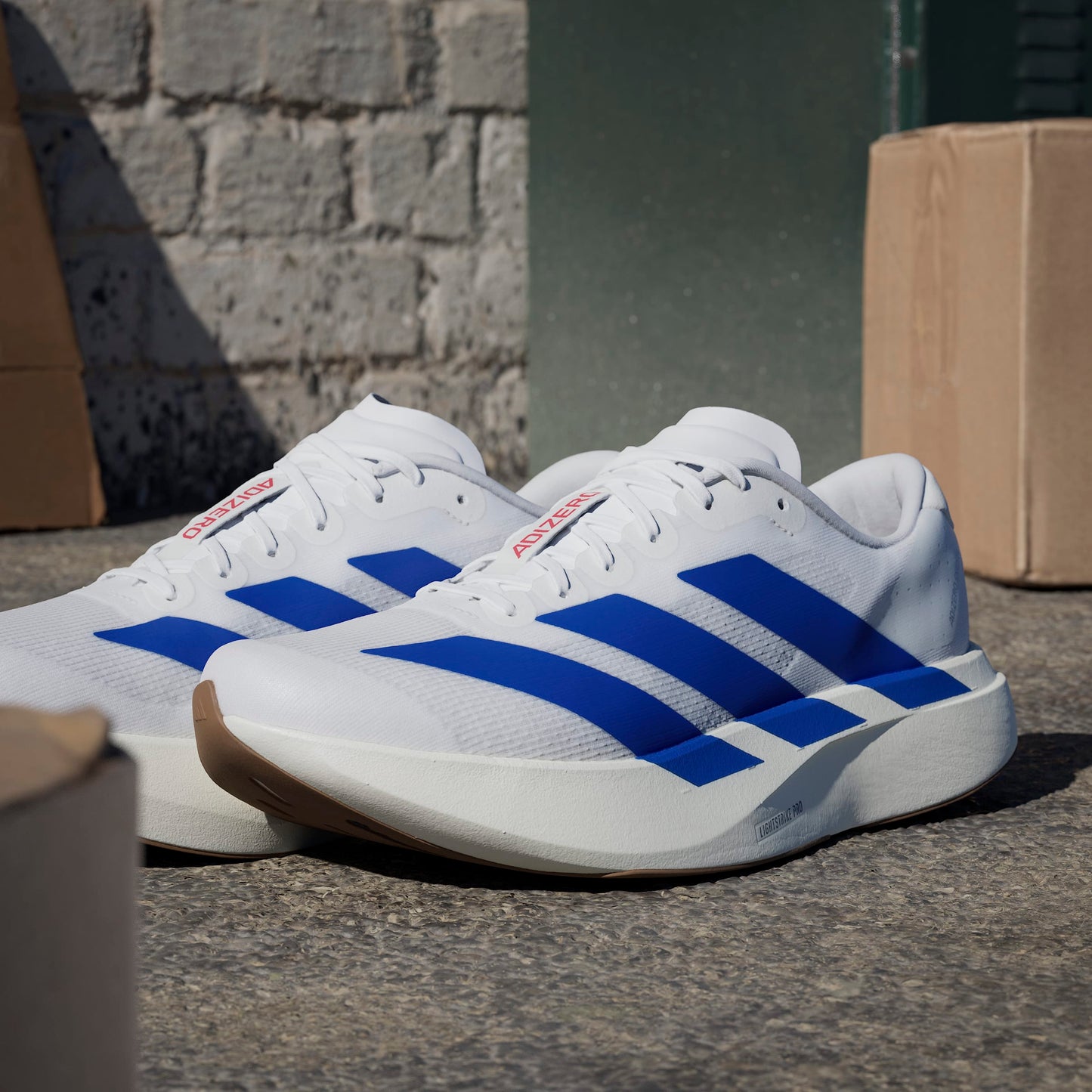 adidas Adizero Evo SL | Footwear White / Team Royal Blue / Pure Ruby | Mens