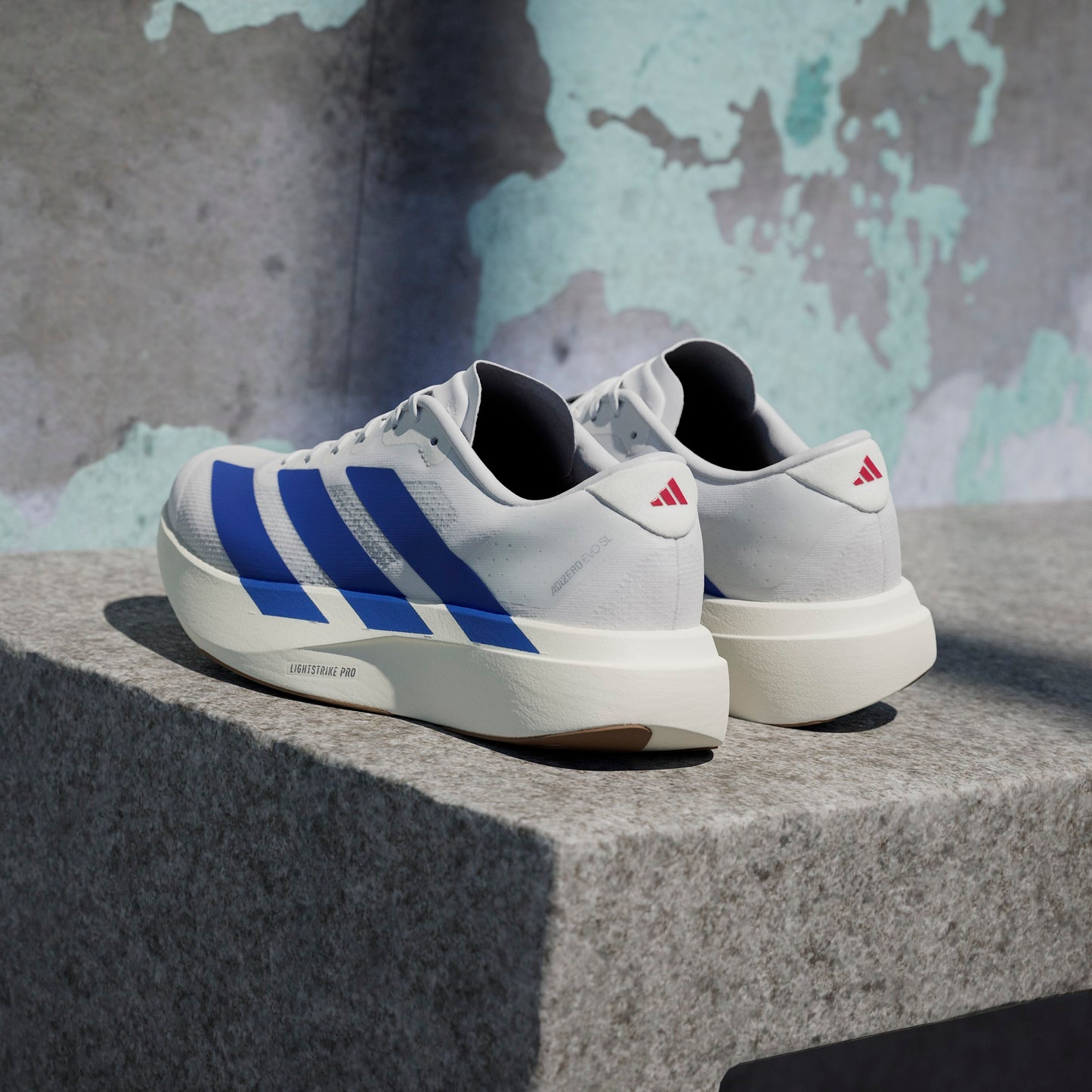 adidas Adizero Evo SL | Footwear White / Team Royal Blue / Pure Ruby | Mens