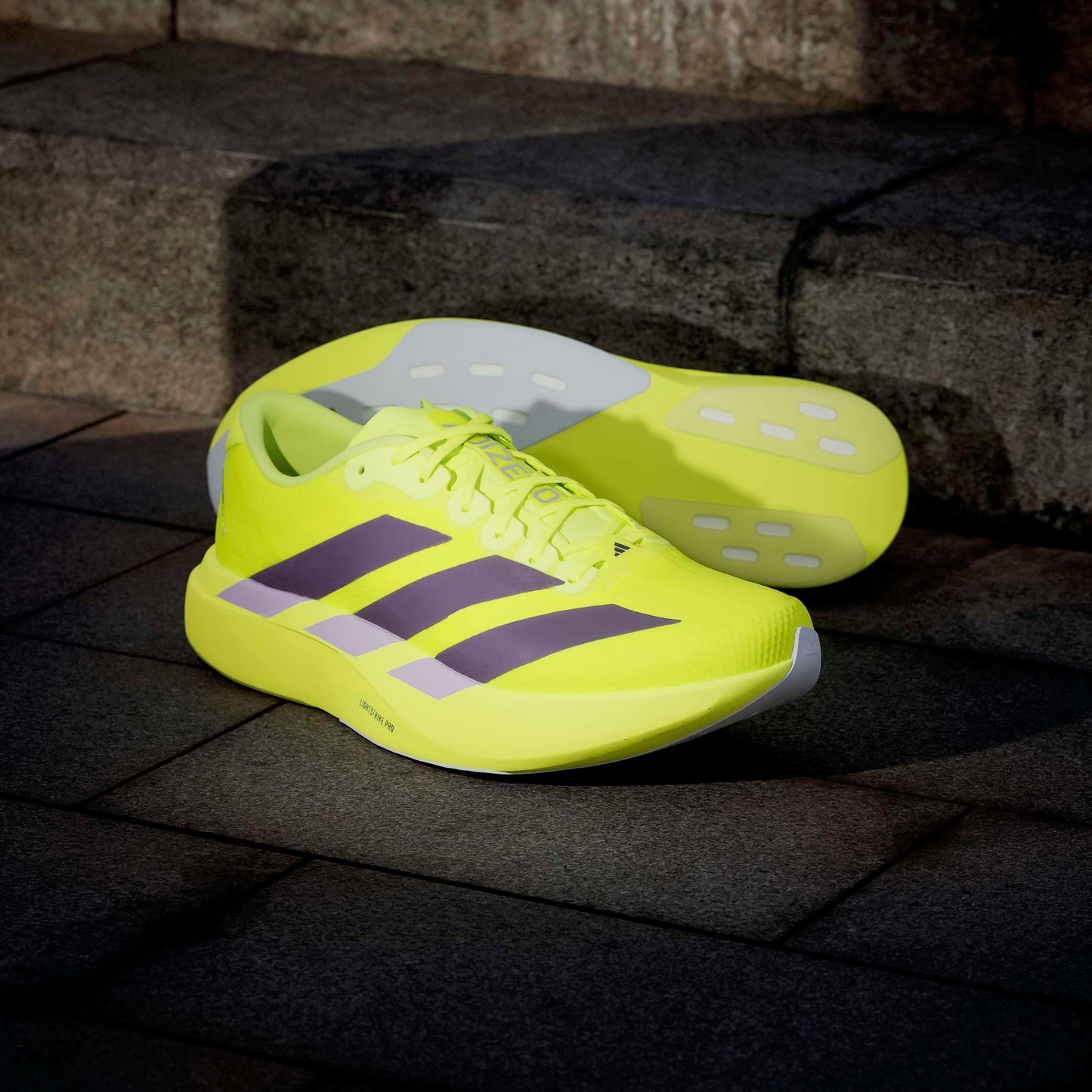 adidas Adizero Evo SL Woven | Solar Yellow / Aurora Plum / Powder Plum | Mens