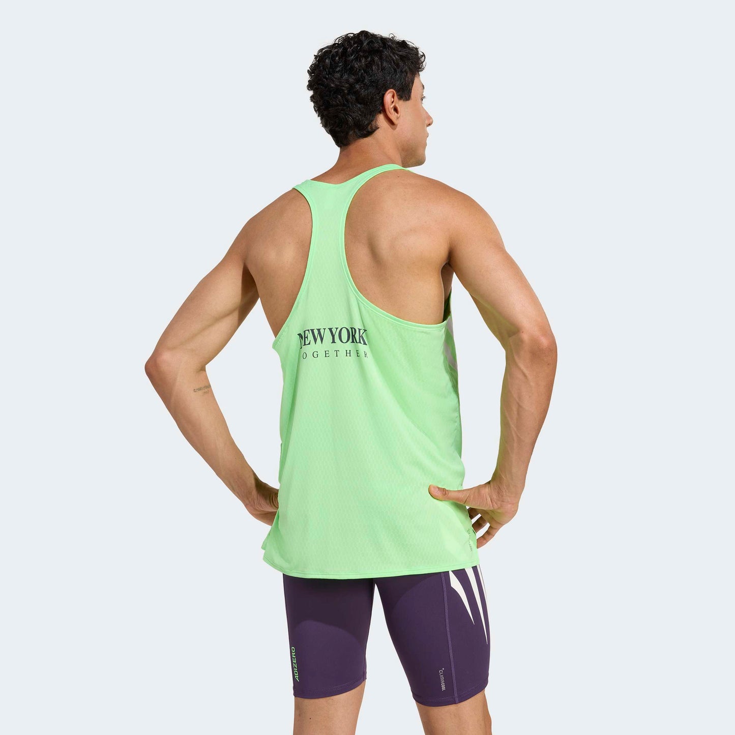 adidas Adizero NYC Running Singlet | Lime Burst | Mens