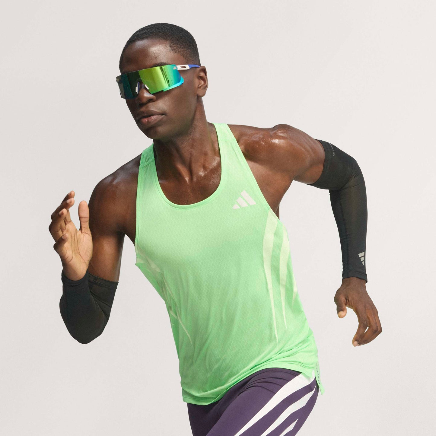 adidas Adizero NYC Running Singlet | Lime Burst | Mens