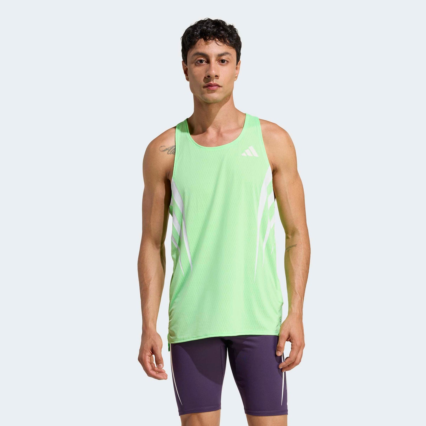 adidas Adizero NYC Running Singlet | Lime Burst | Mens