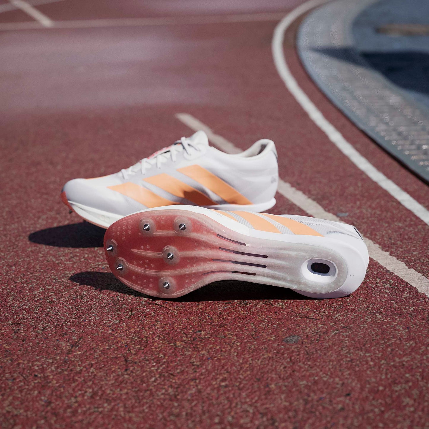adidas Adizero Prime SP 4 Spikes | Cloud White / Lucid Orange / Lucid Red | Unisex