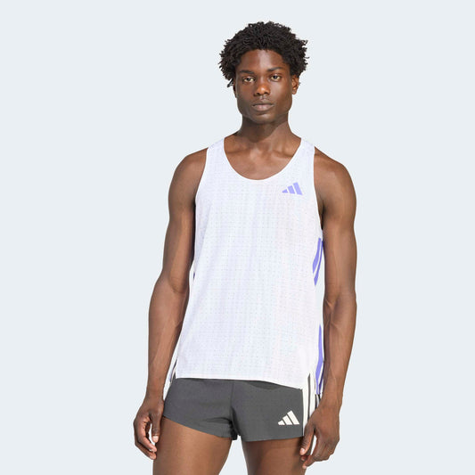 adidas Adizero Running Singlet | White / Solar Purple | Mens