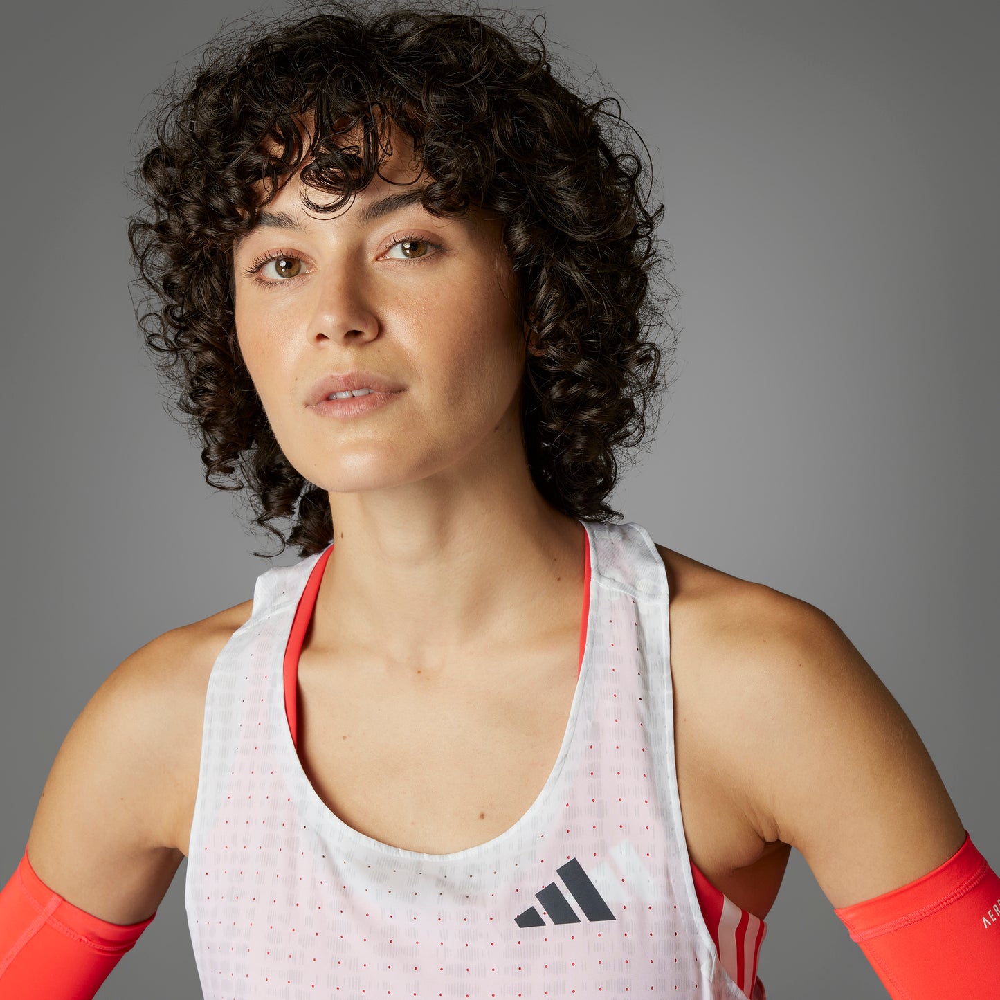 adidas Adizero Singlet | White / Light Solid Grey | Womens