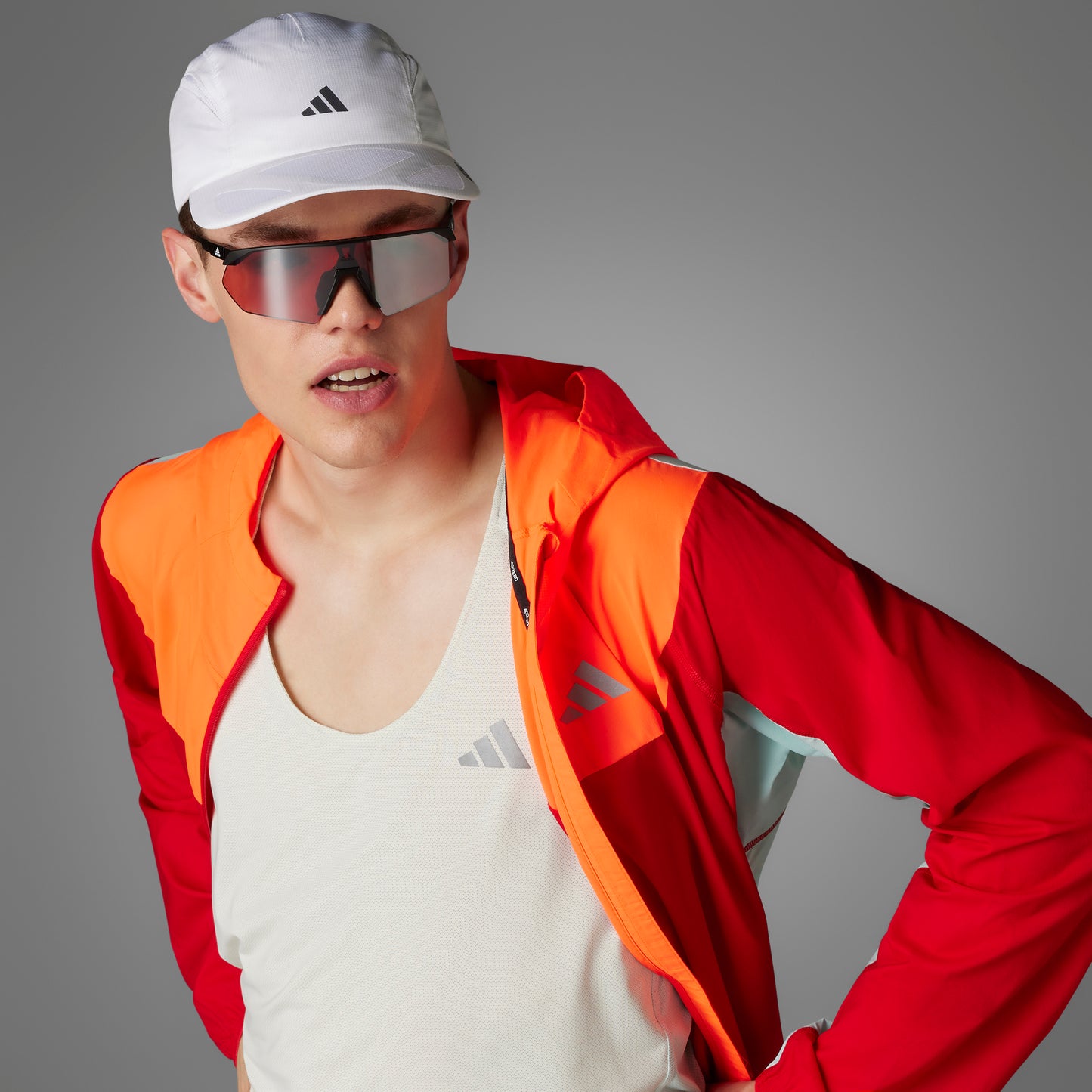 adidas NYC Jacket | Better Scarlet / App Solar Red / Semi Flash Aqua | Mens
